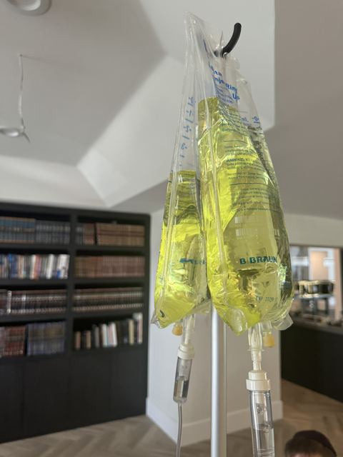 Two IV bags at a home visit